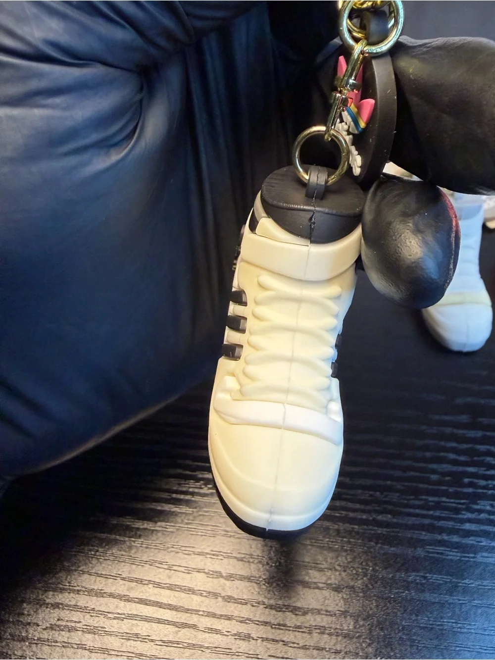4Pcs Adidas Mini Sneaker Keychain Set - White with Red, Black, Gray Accents